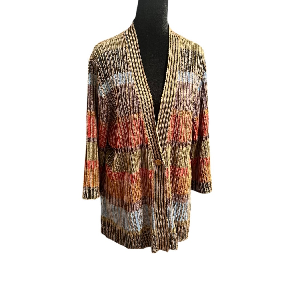 Coldwater Creek Multicolor Striped Cardigan XL